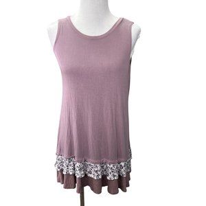 Logo Layers Lori Goldstein Tunic Tank M Tier Peplum Lilac Purple Cottagecore